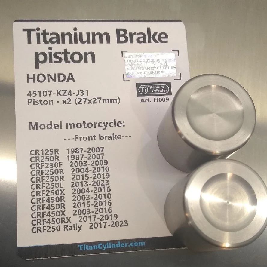 Honda  45107-KZ4-J31  (27x27mm) -2шт , CR125, CR250, CRF250, CRF450, CRF250 Rally Титановые тормозные поршни
