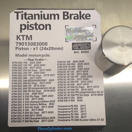 KTM 79013083000  (24x28mm)- 1шт Титановый тормозной поршень 250, 300, 450, 500 EXC
