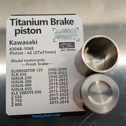 Kawasaki  43048-1068 (27x31mm)-2шт, Титановые тормозные поршни, KLR 650, NINJA 250, NINJA 300, NINJA 400, NINJA 650, KLE VERSYS 650, Z 650, Z 750,  Z 800,  ELIMINATOR 125